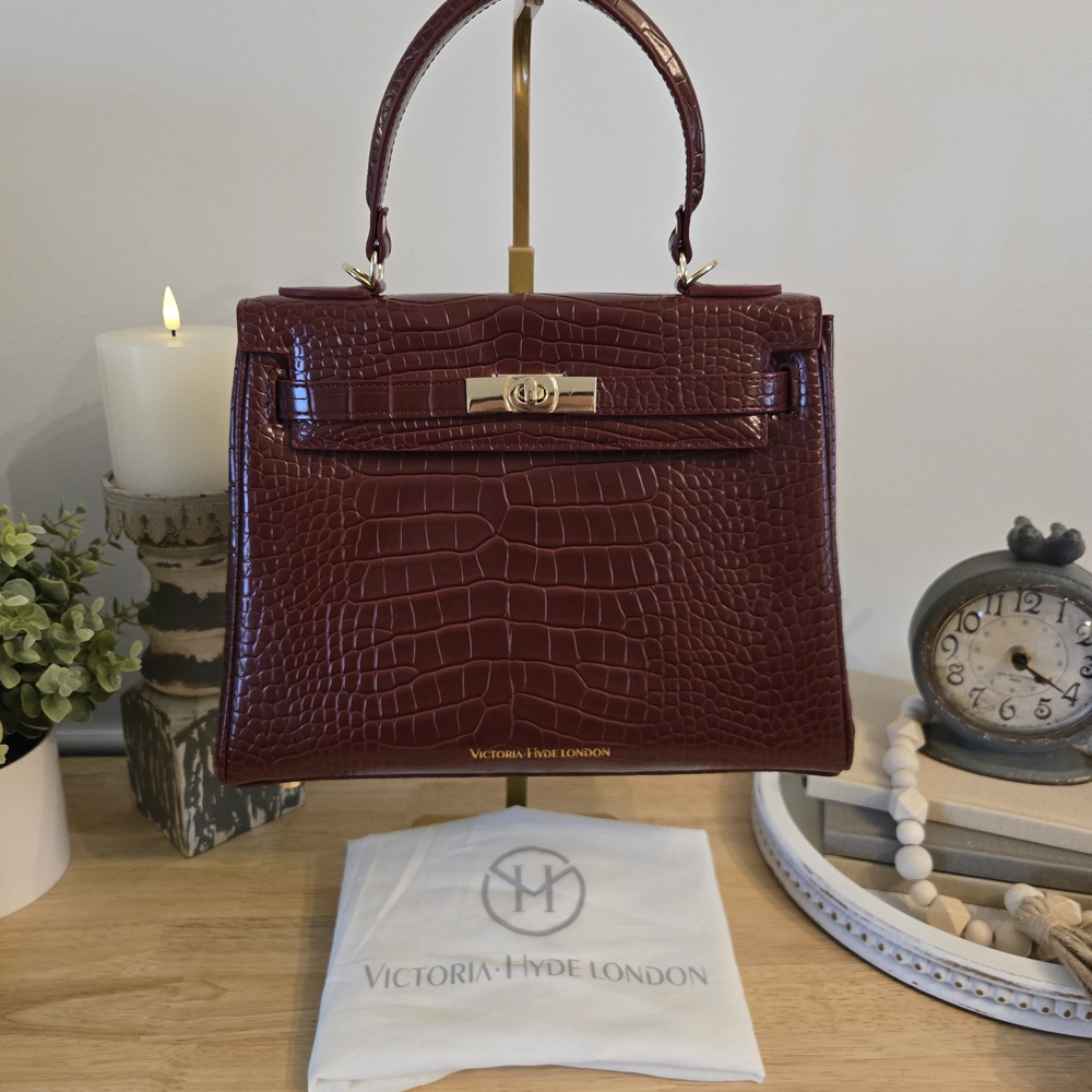 Victoria Hyde London Croc-Embossed Top Handle Bag
